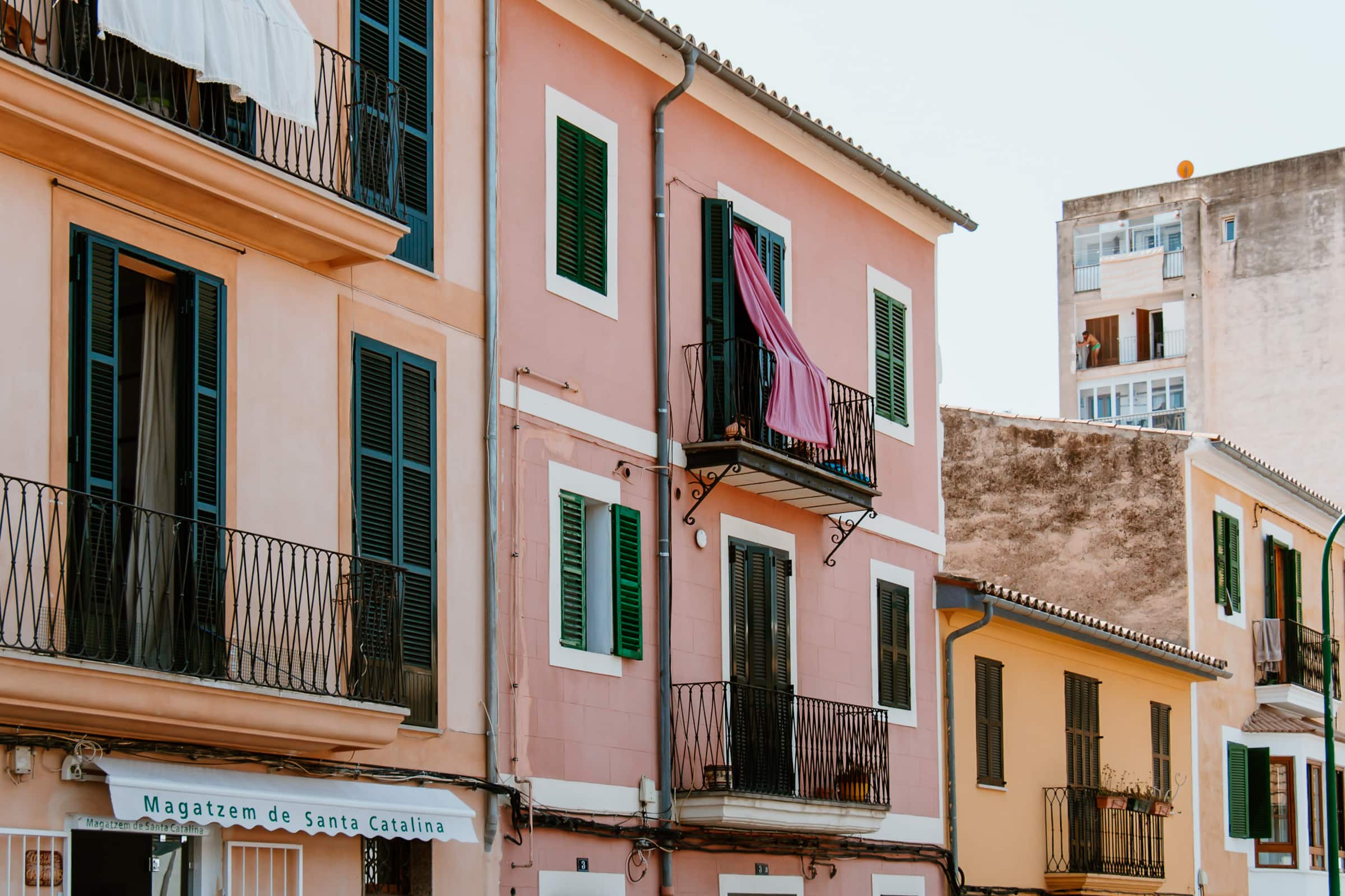 Pastell Häuser in Santa Catalina, Palma de Mallorca