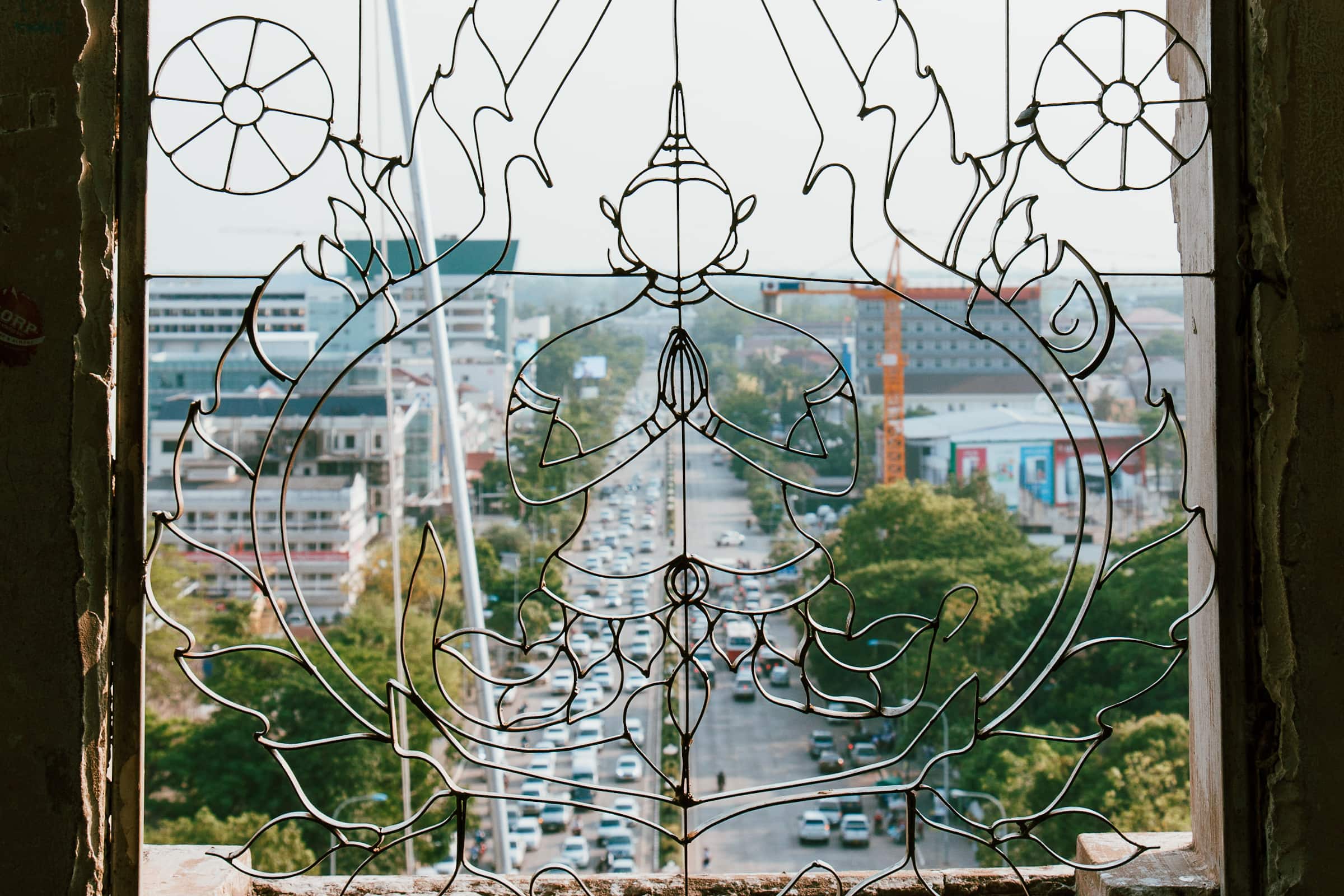 top view from patuxai monument in vientiane lao