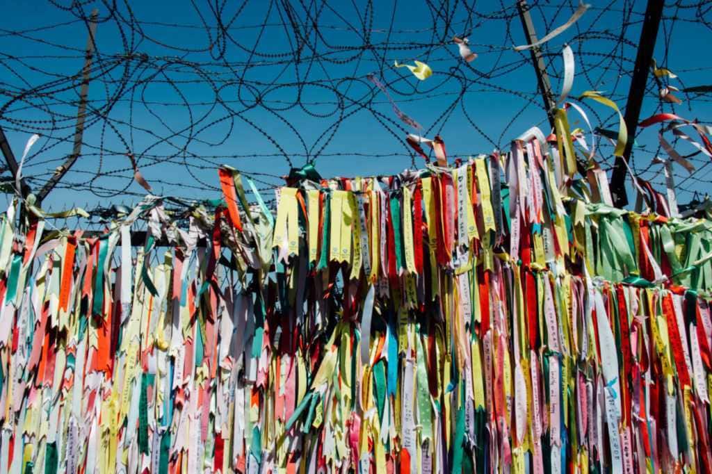 Barbed wire fence border North Korea