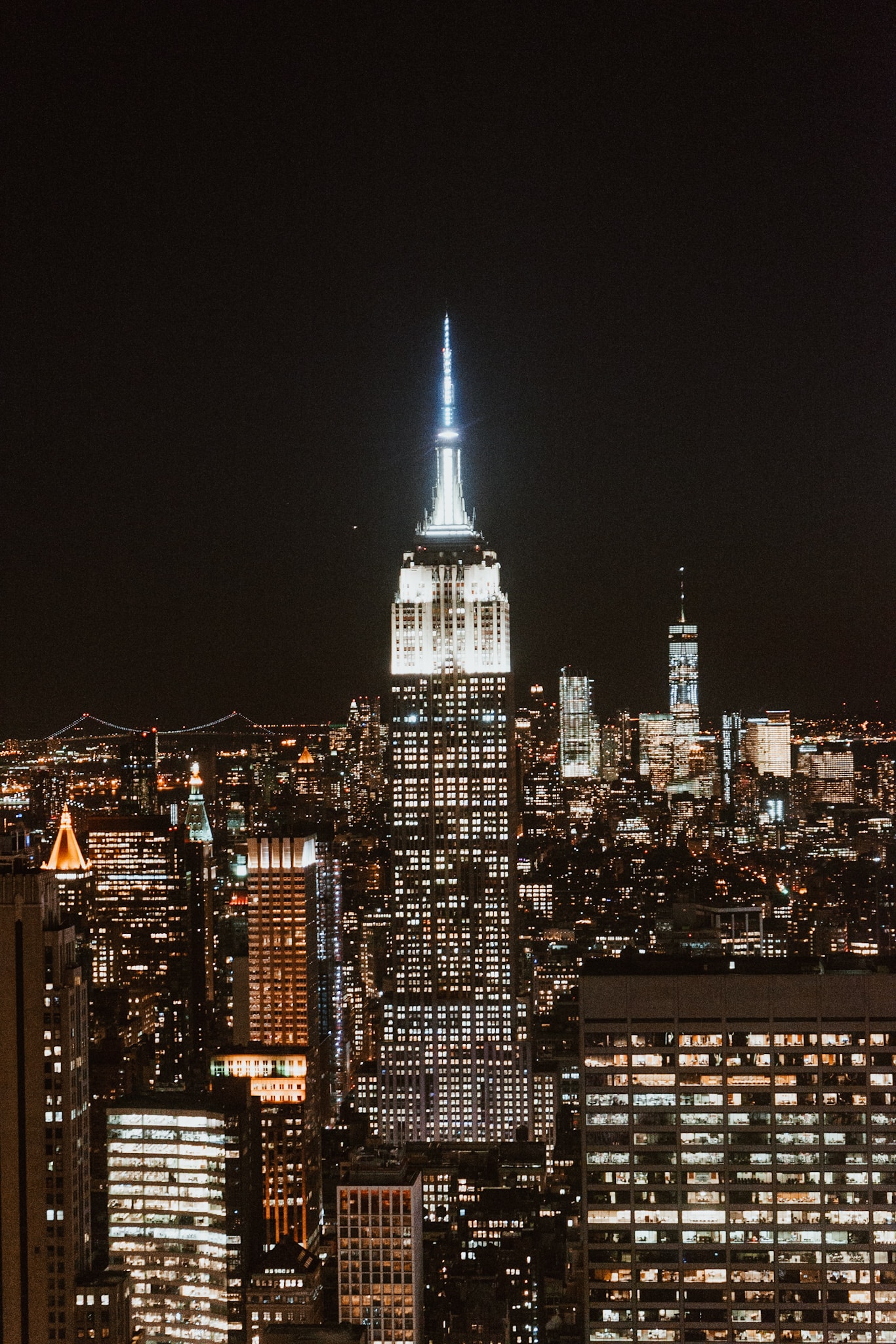 New York bei Nacht vom Top of the Rock Top of the Rock New York bei Nacht Empire State Building Manhattan