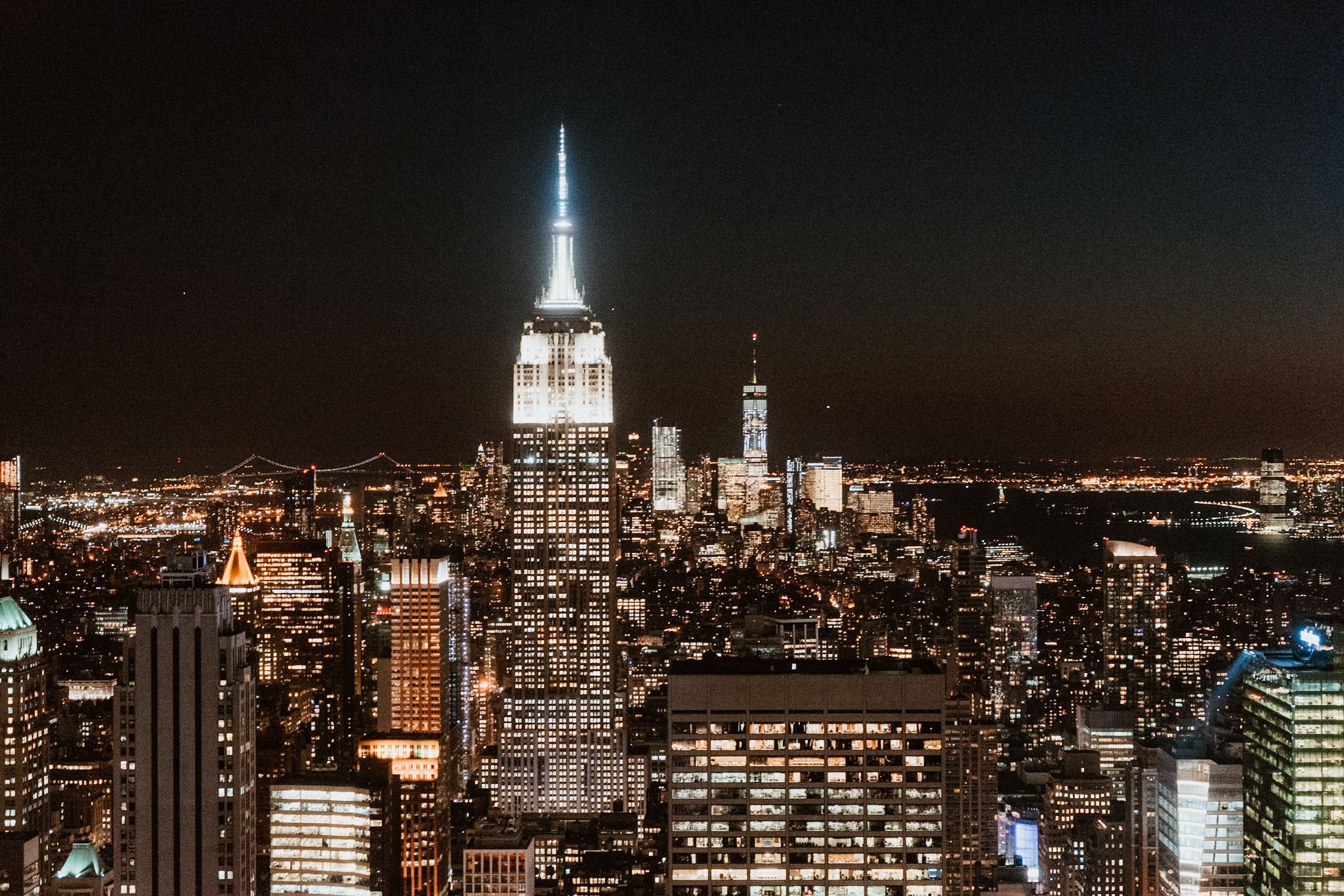 New York bei Nacht vom Top of the Rock Top of the Rock New York Sonnenuntergang Manhattan