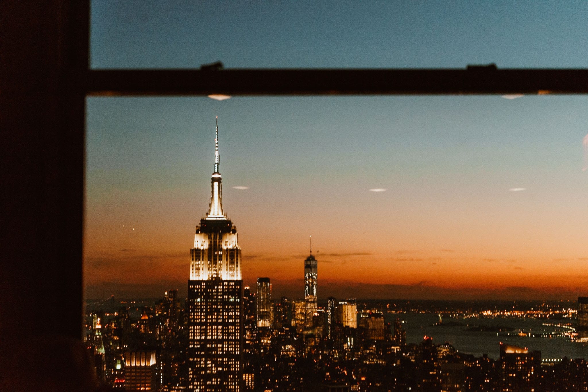 Top of the Rock Sonnenuntergang über Manhattan Top of the Rock New York Sonnenuntergang Empire State Building