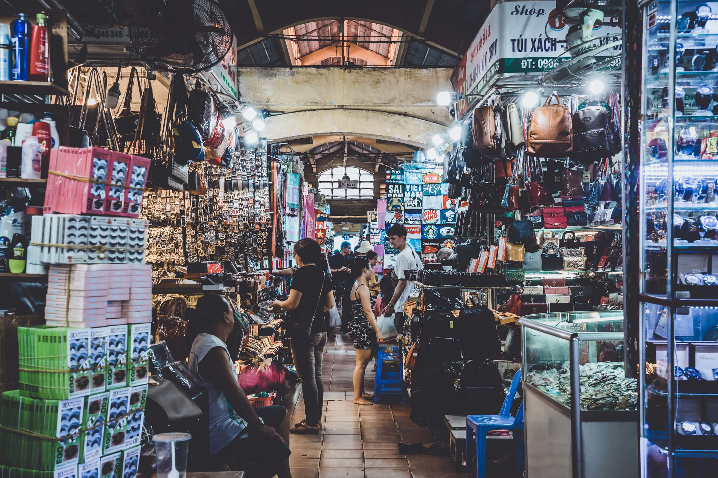 Saigon sights Ben Thanh market with market stalls