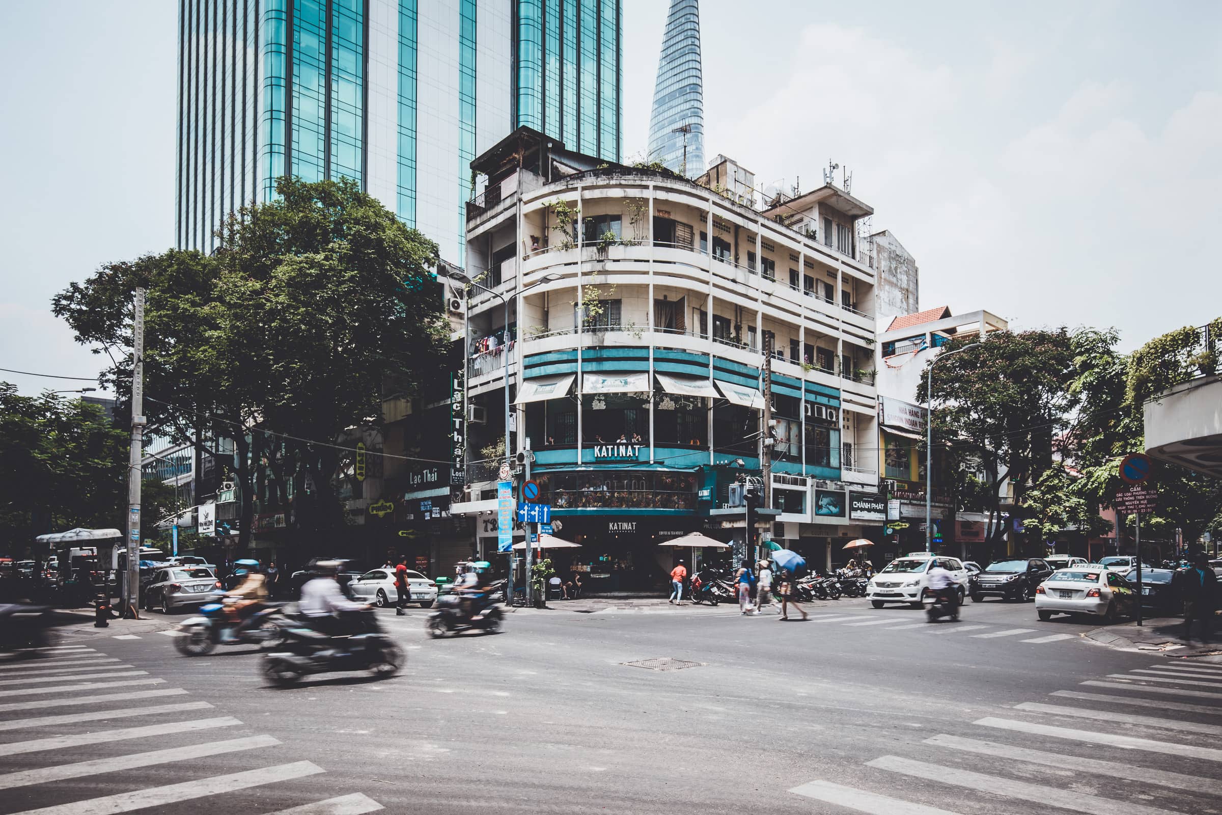Katinat Café at an intersection in Ho Chi Minh City Vietnam