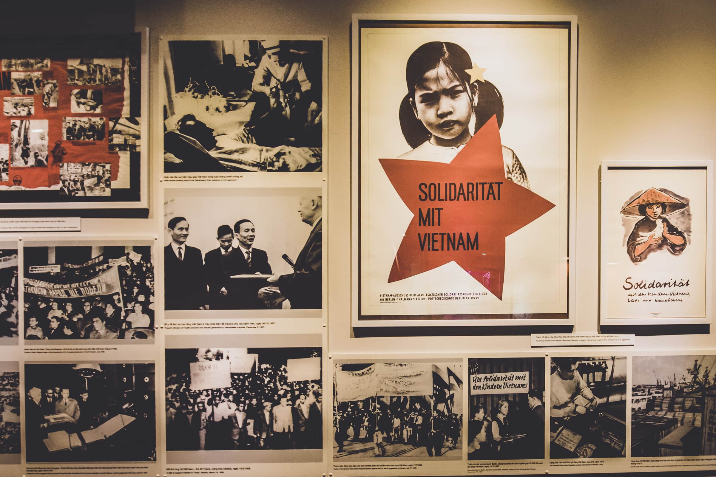 Solidarity with Vietnam poster from the Vietnam War at the War Remnants Museum, Saigon