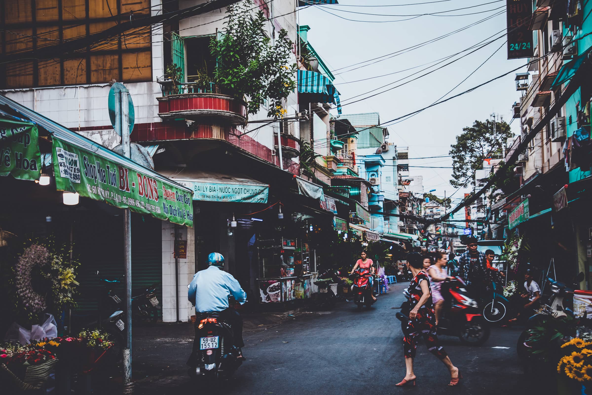 Street in Ho Thy Ky Flower market Saigon flower market