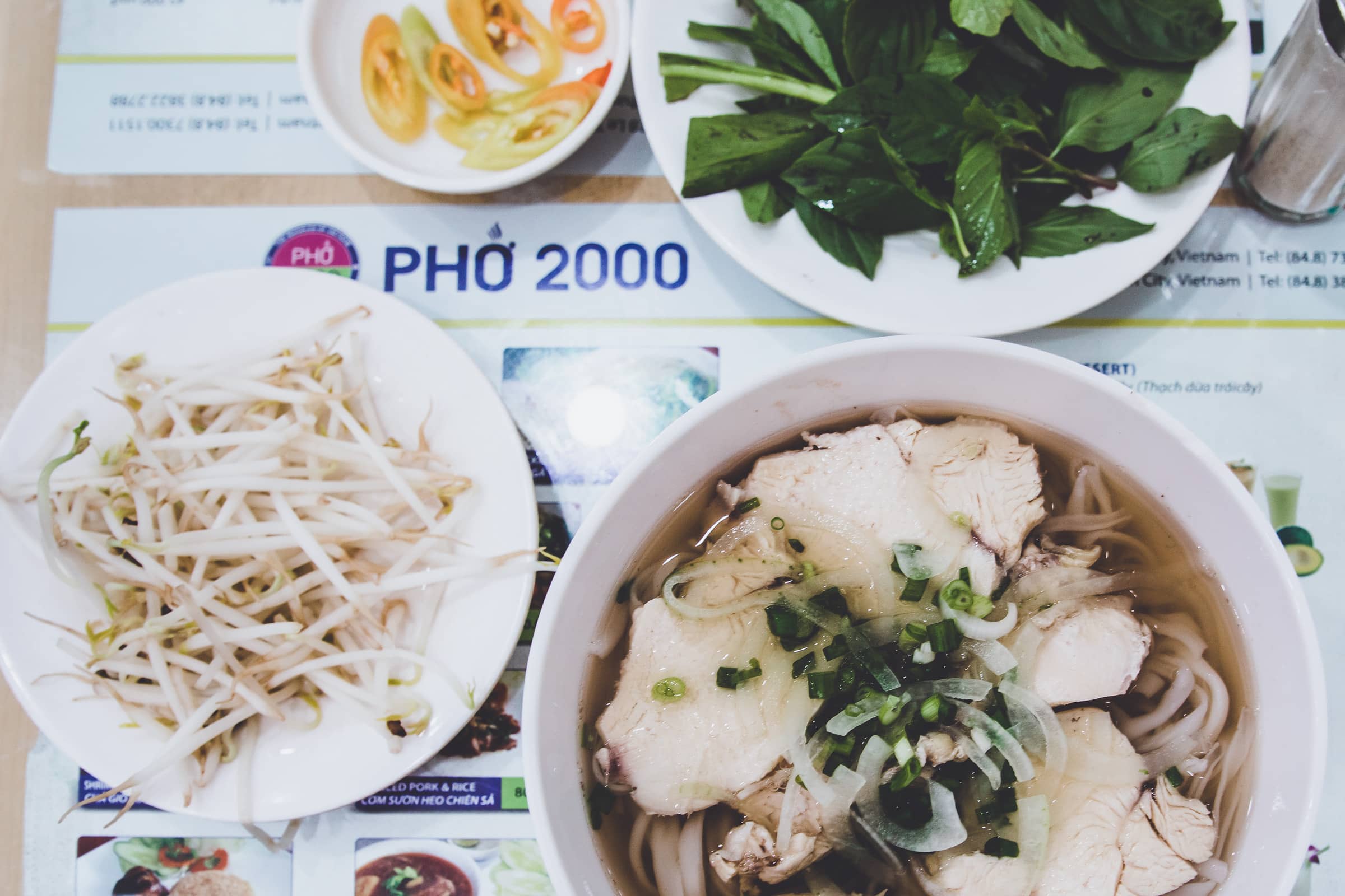 Pho soup at Pho 2000, restaurant tip in Saigon
