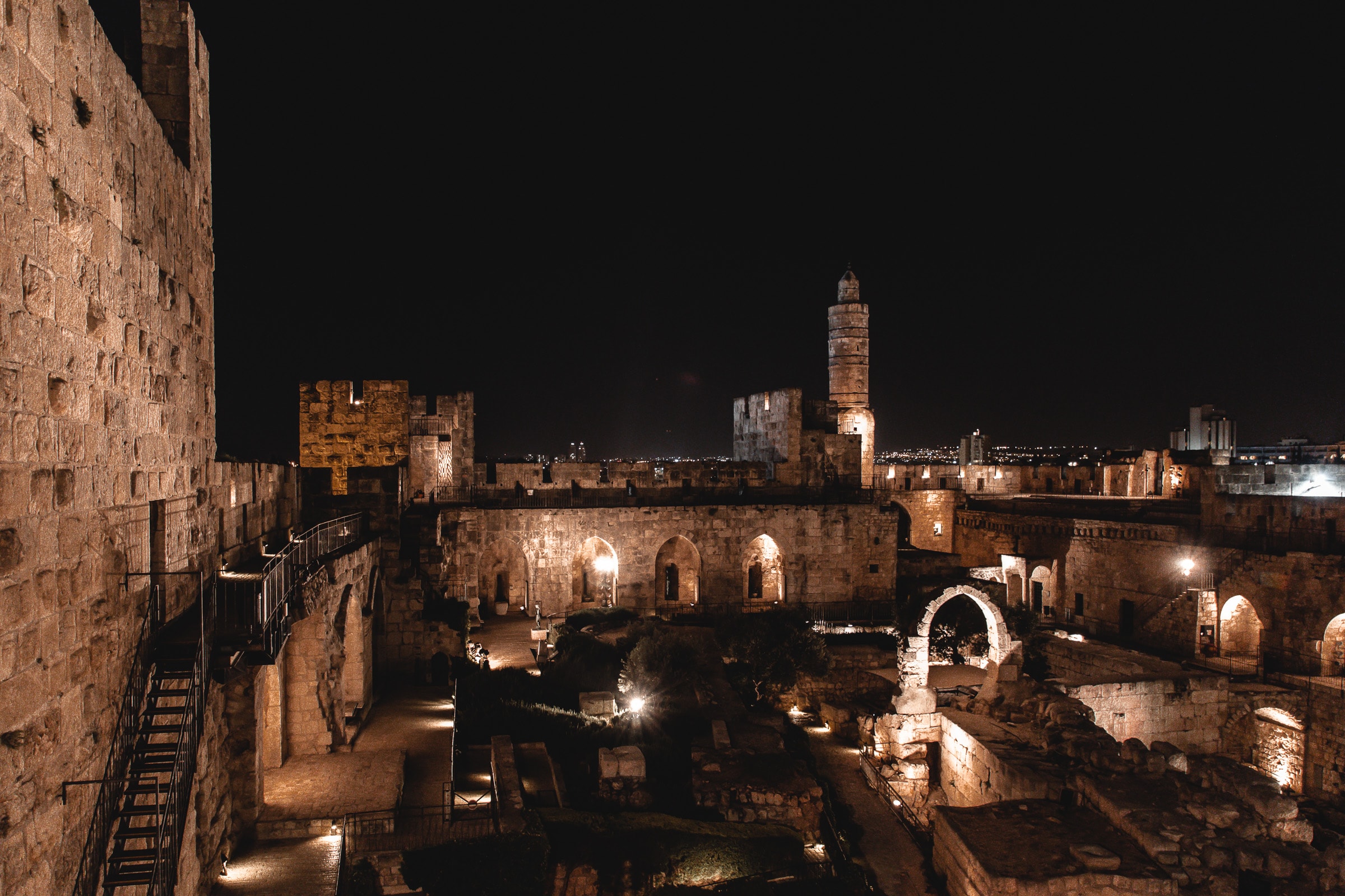 Zitadelle Jerusalem bei Nacht Israel Sehenswürdigkeiten