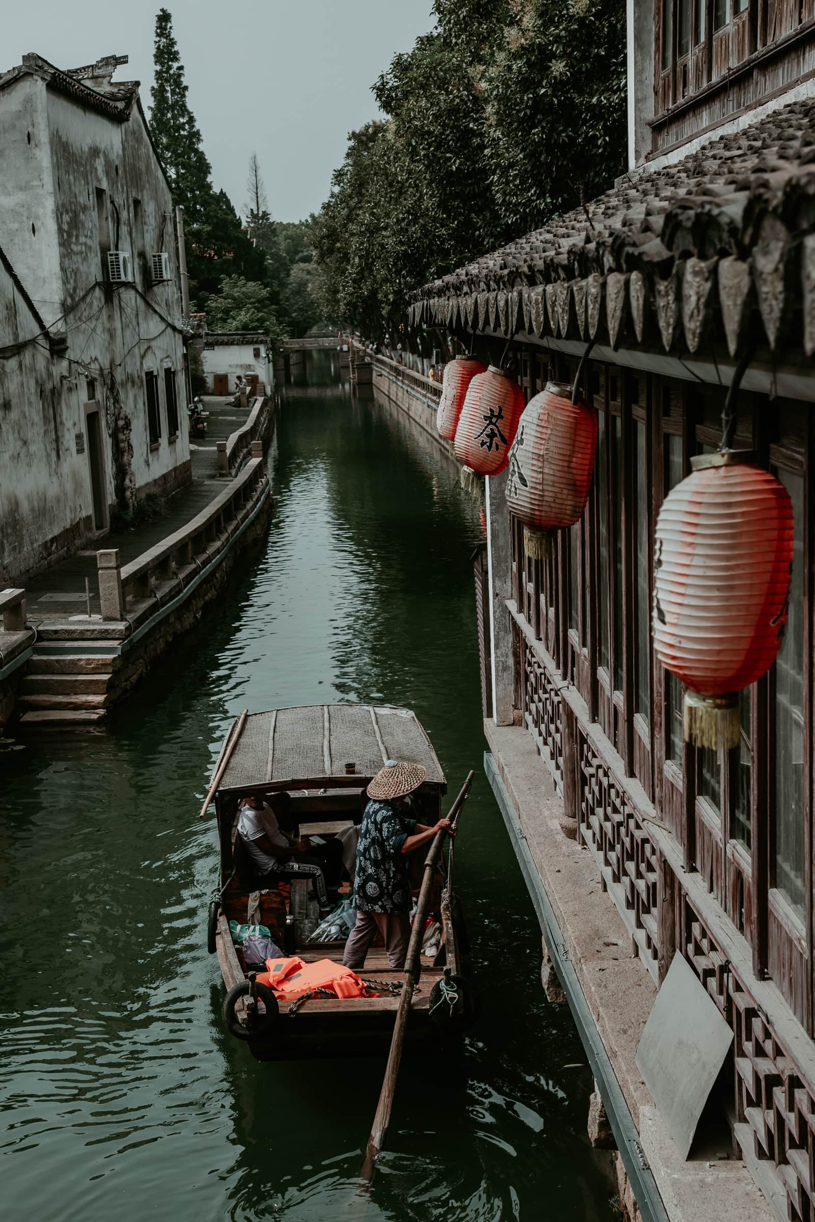 Suzhou Sehenswürdigkeiten Pingjiang Road Boote auf Kanal