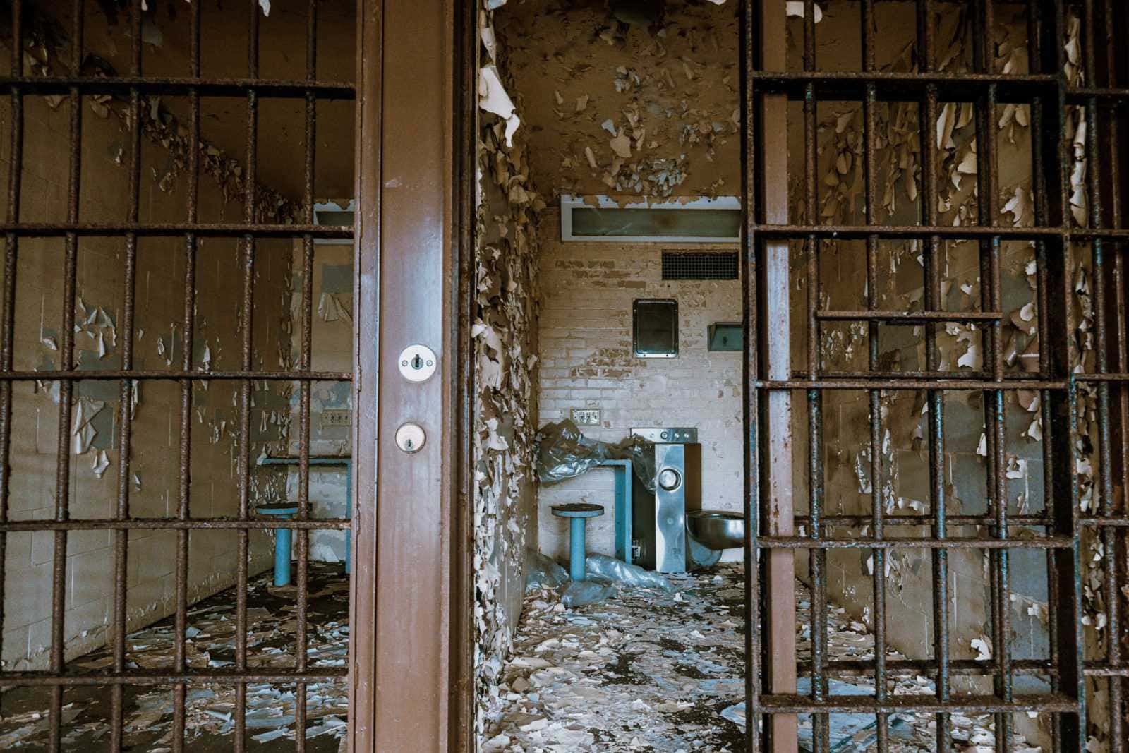 alte zelle in der old joliet prison illinois usa