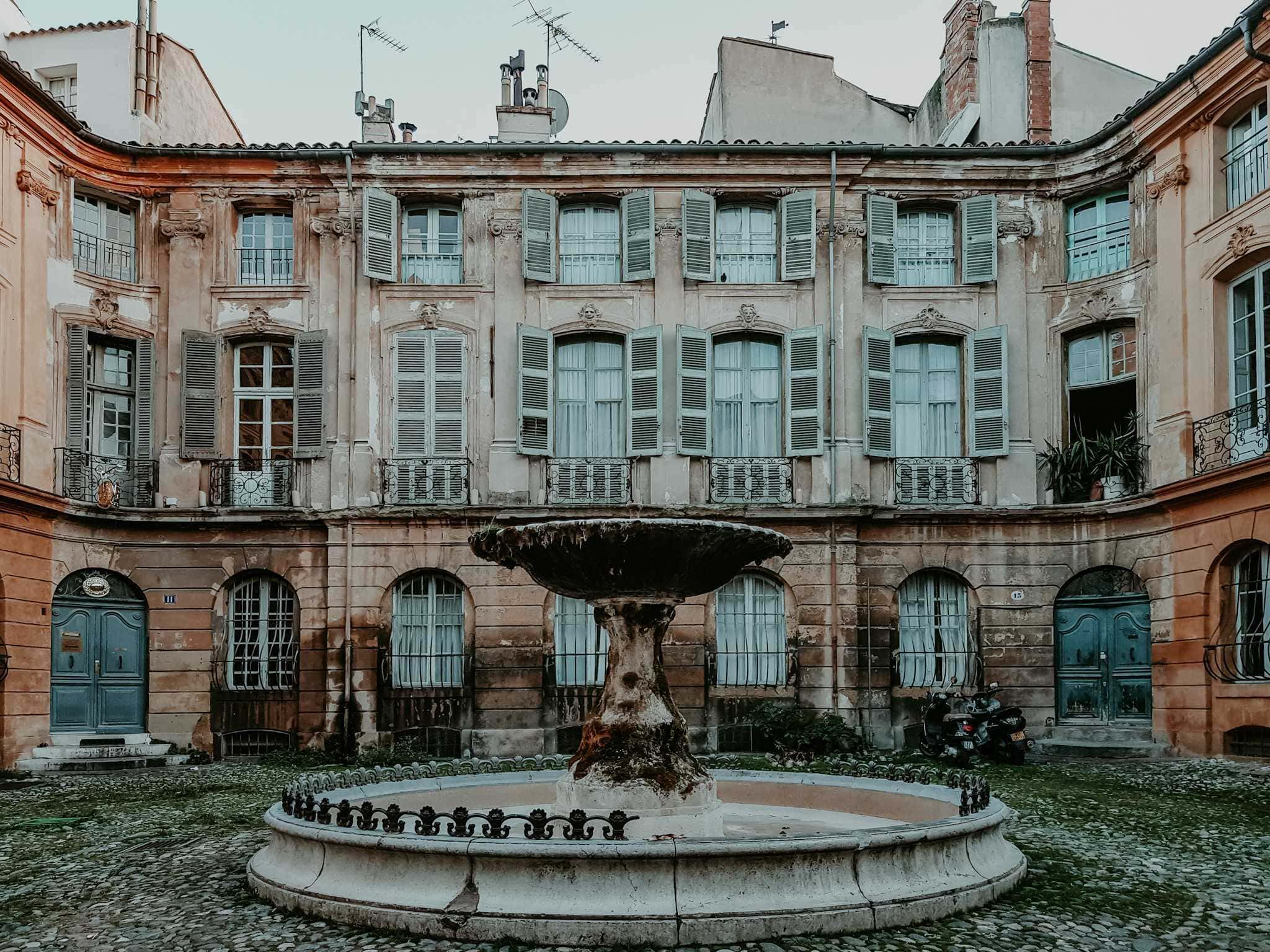 Brunnen Place d'Albertas Aix Frankreich