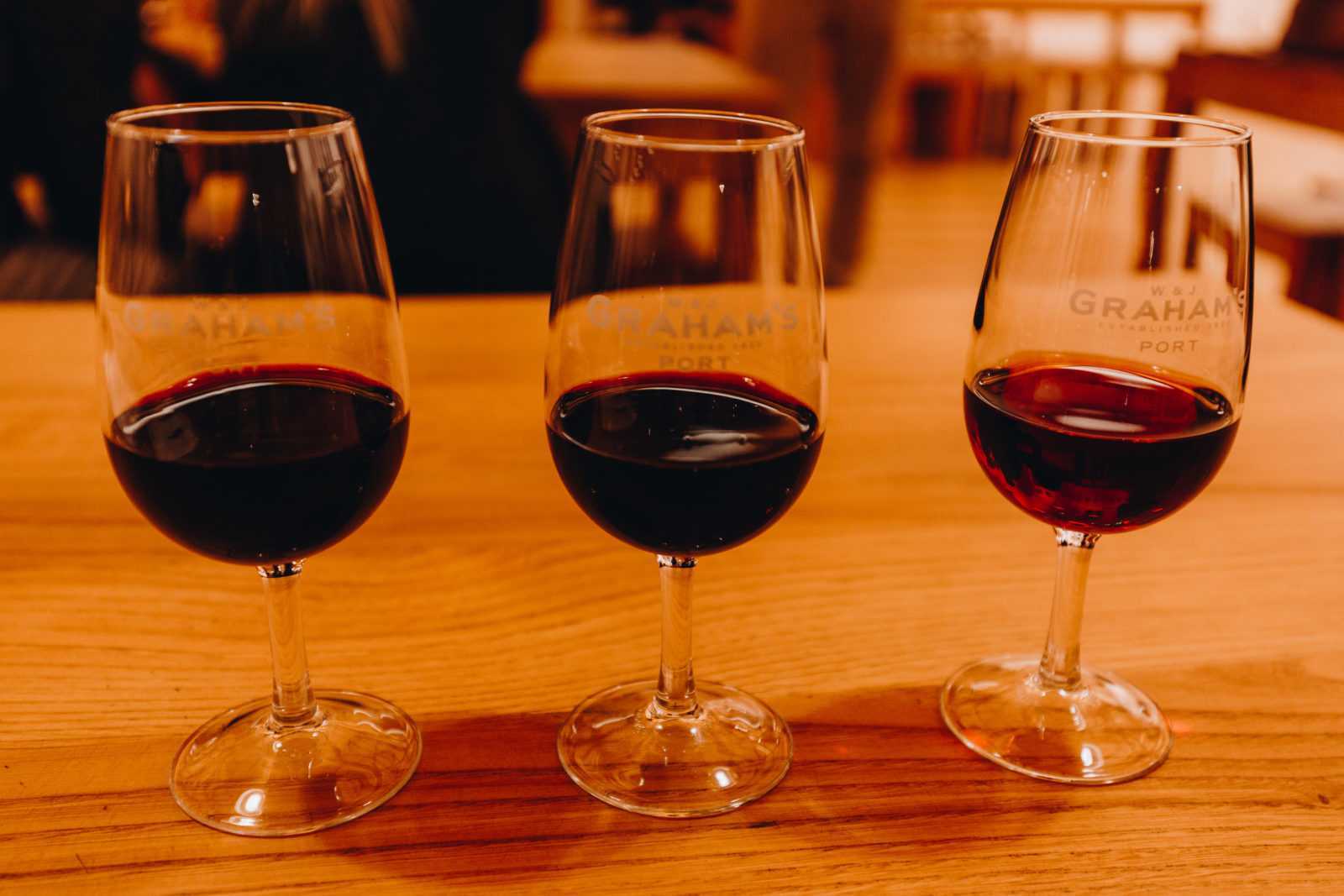 portwein porto drei Gläser Portwein Probe kostenlos