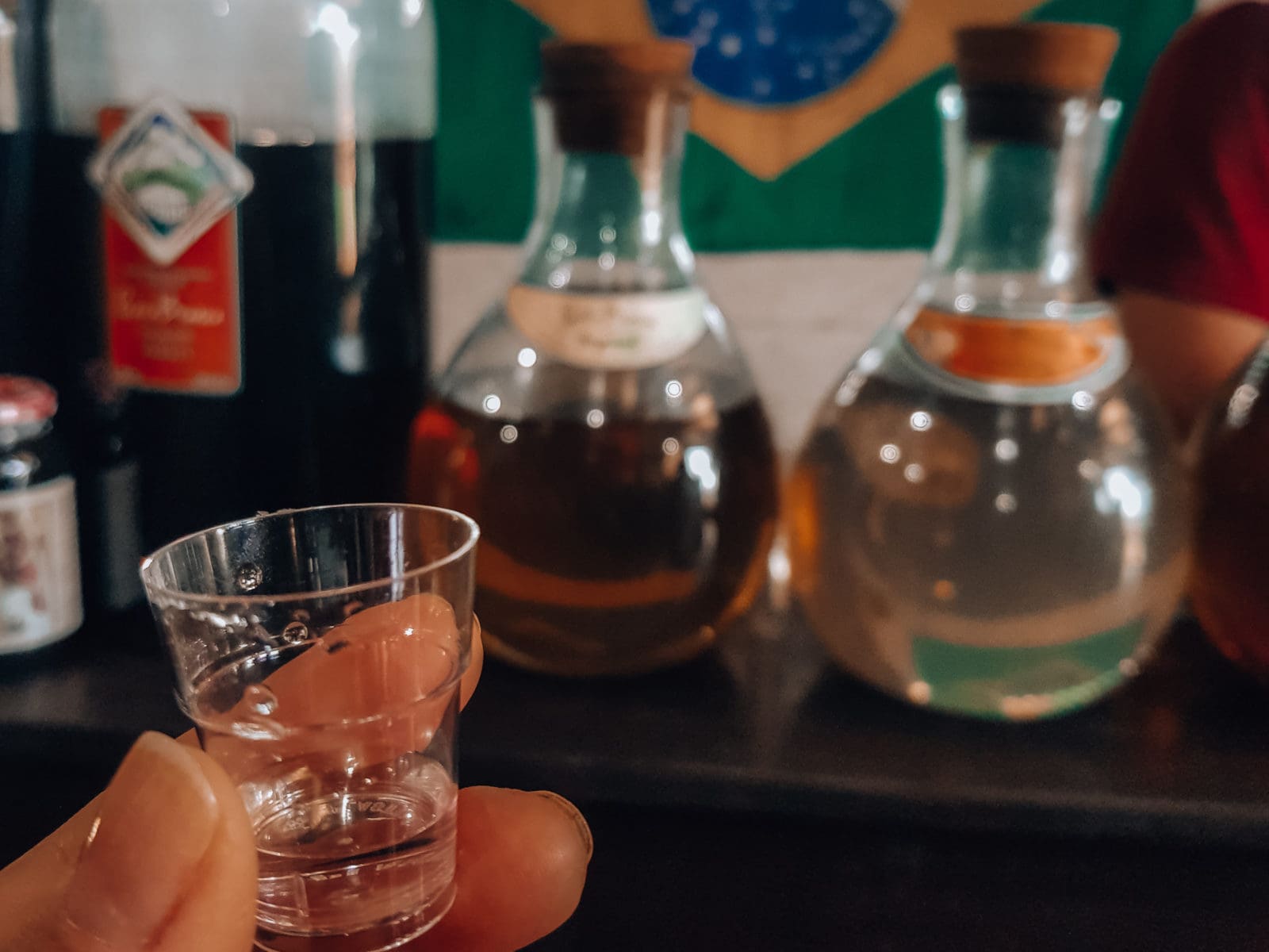 Shot glass with cachaça