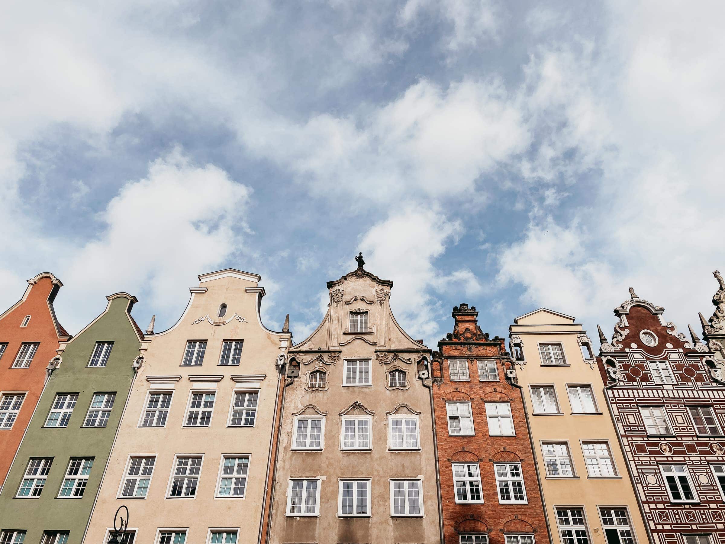 Gdansk sights colorful houses long lane