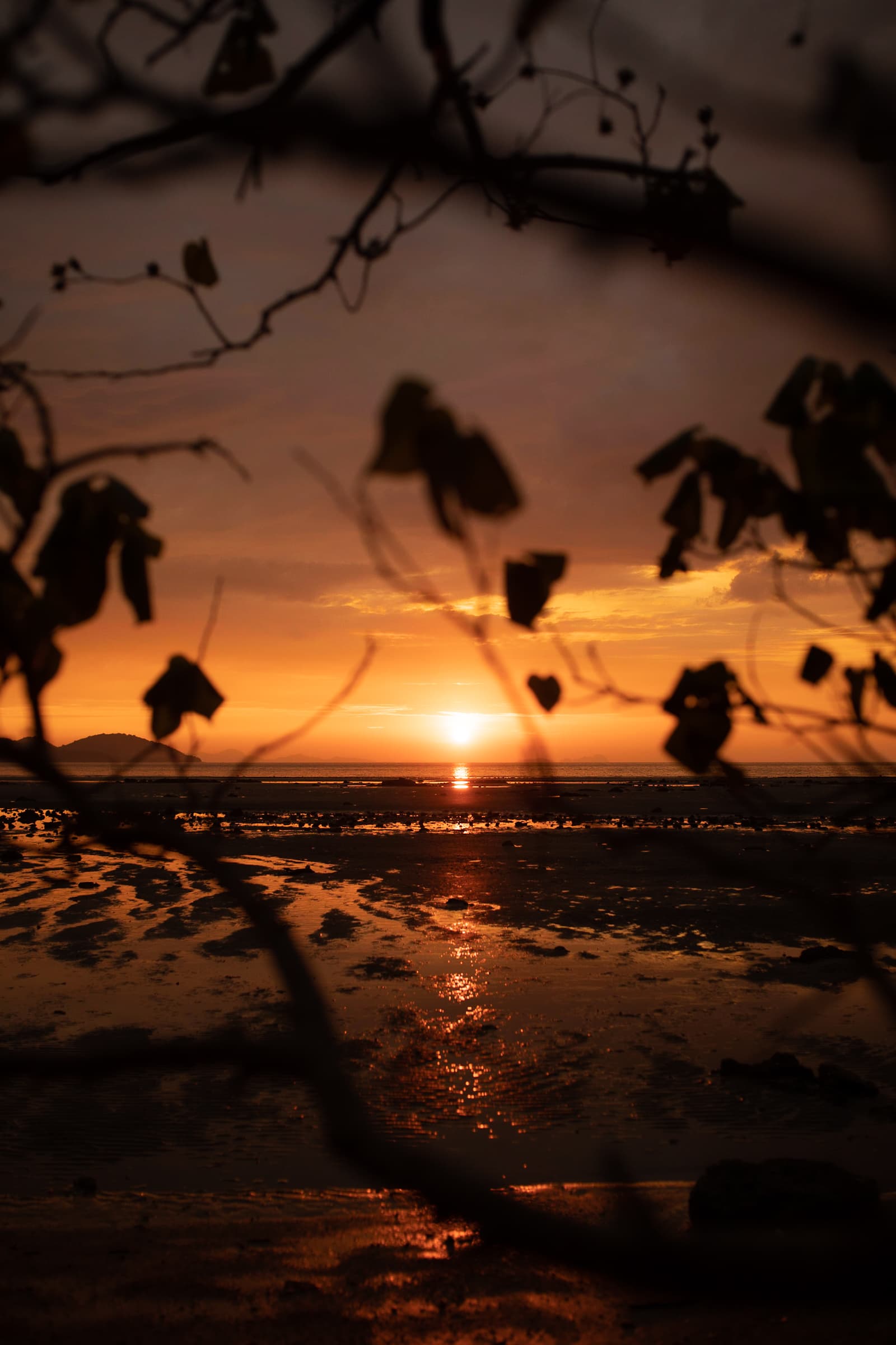 Sunset over Andaman Sea on Ko Siboya in Thailand