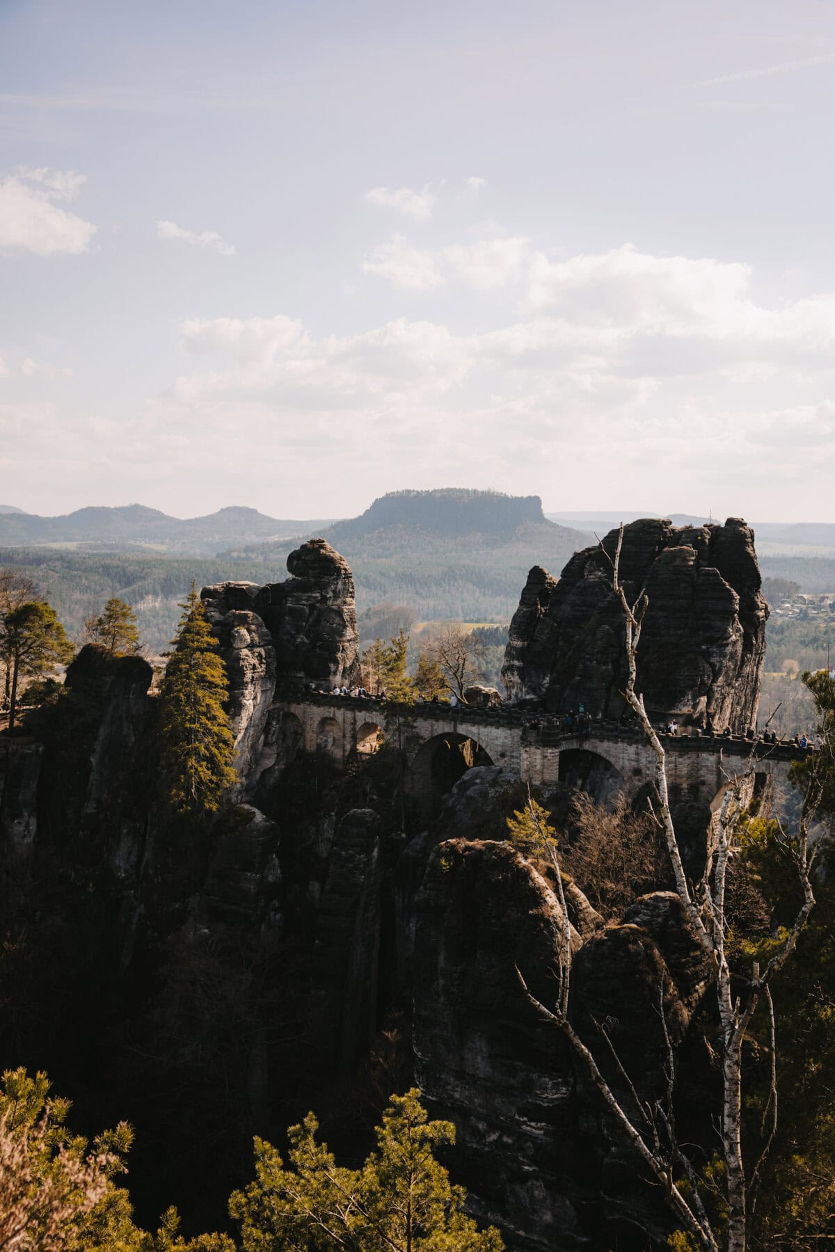 Bastei bridge between rocks in the Elbe Sandstone Mountains